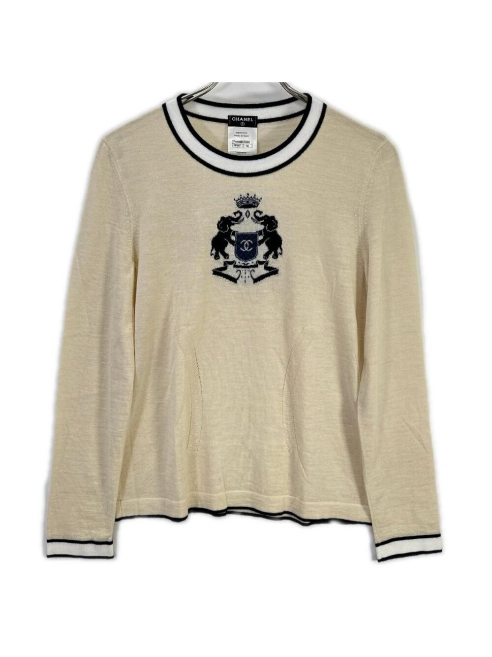 Chanel Emblem Logo Embroidery Knit Sweater 40